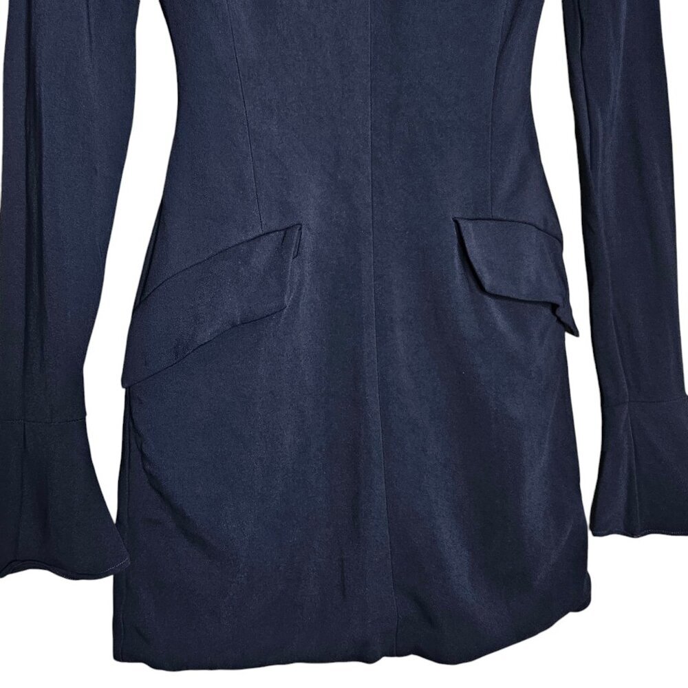 House of CB Mahalia Navy Blue Long Sleeve Tall Mini Dress Size XS - Picture 8 of 14